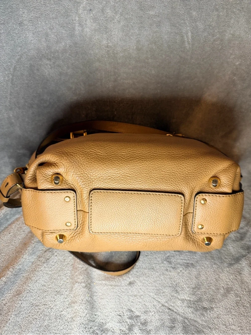 Chloé Two-Way Tan and Cream Leather Shoulder Bag with Gold Hardware - Authentic
